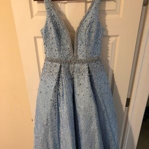 Baby blue intricate prom dress